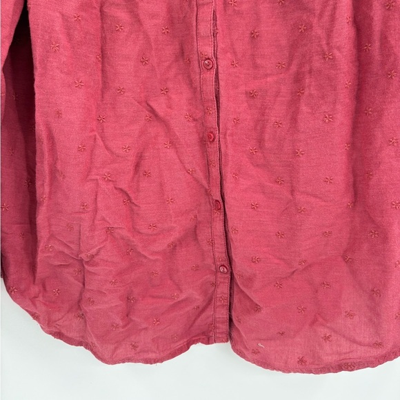Old navy red oversized embroidered button front blouse long sleeve size large - Picture 4 of 14
